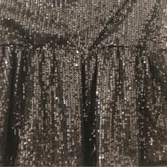 GLIMMER SPARKLE & SHINE SEQUIN BALLOON SLEEVE TWIST FRONT TOP Black S Christmas - Picture 10 of 13